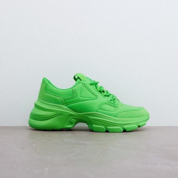 Zara lime neon green lug soles sneakers EUC (as new) - Picture 11 of 11
